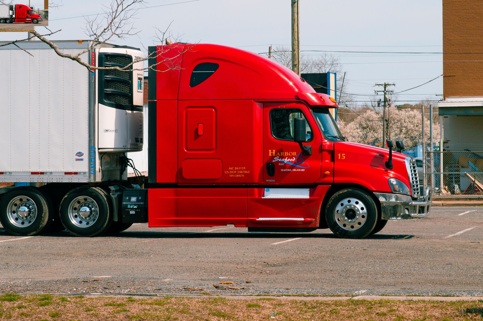 a truck is parked on the side of a road